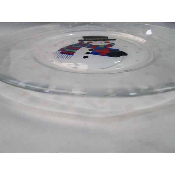 Snowman Glass Plate Reverse Painted Vintage Arcoroc GUC Made in France - Picture 12 of 12
